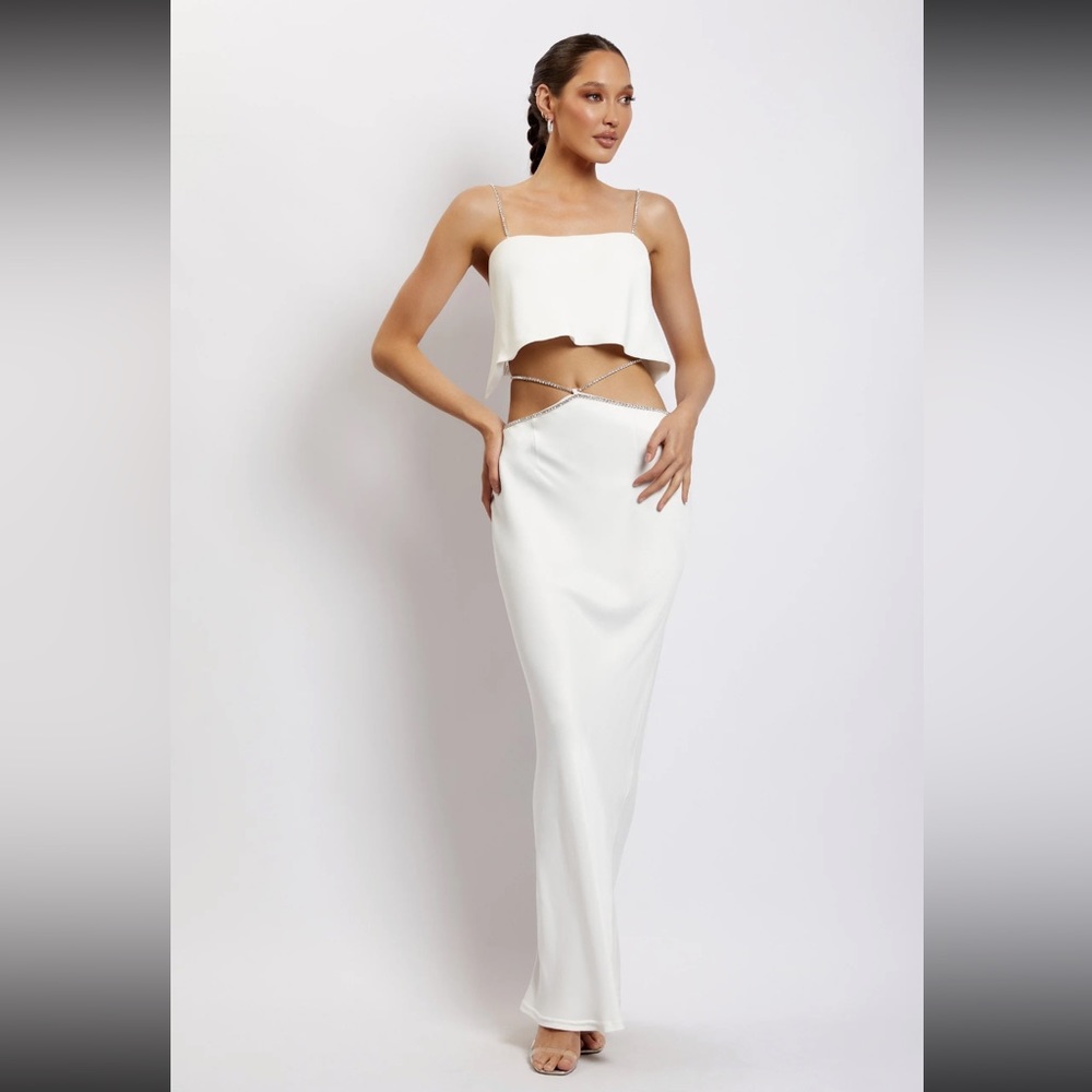 Diamanté midi Skirt and crop top set. Worn once.